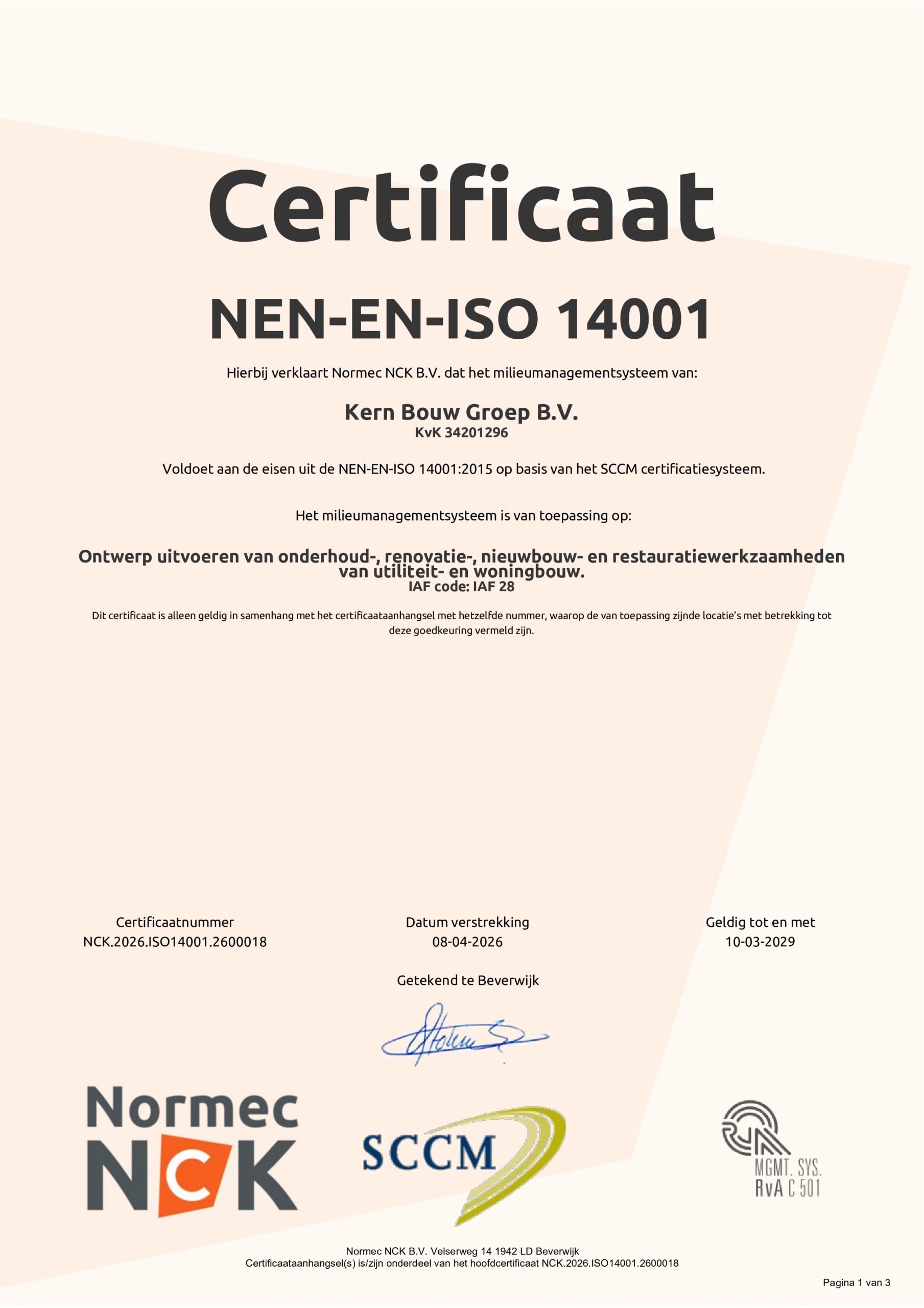 ISO 14001 Gecertificeerd